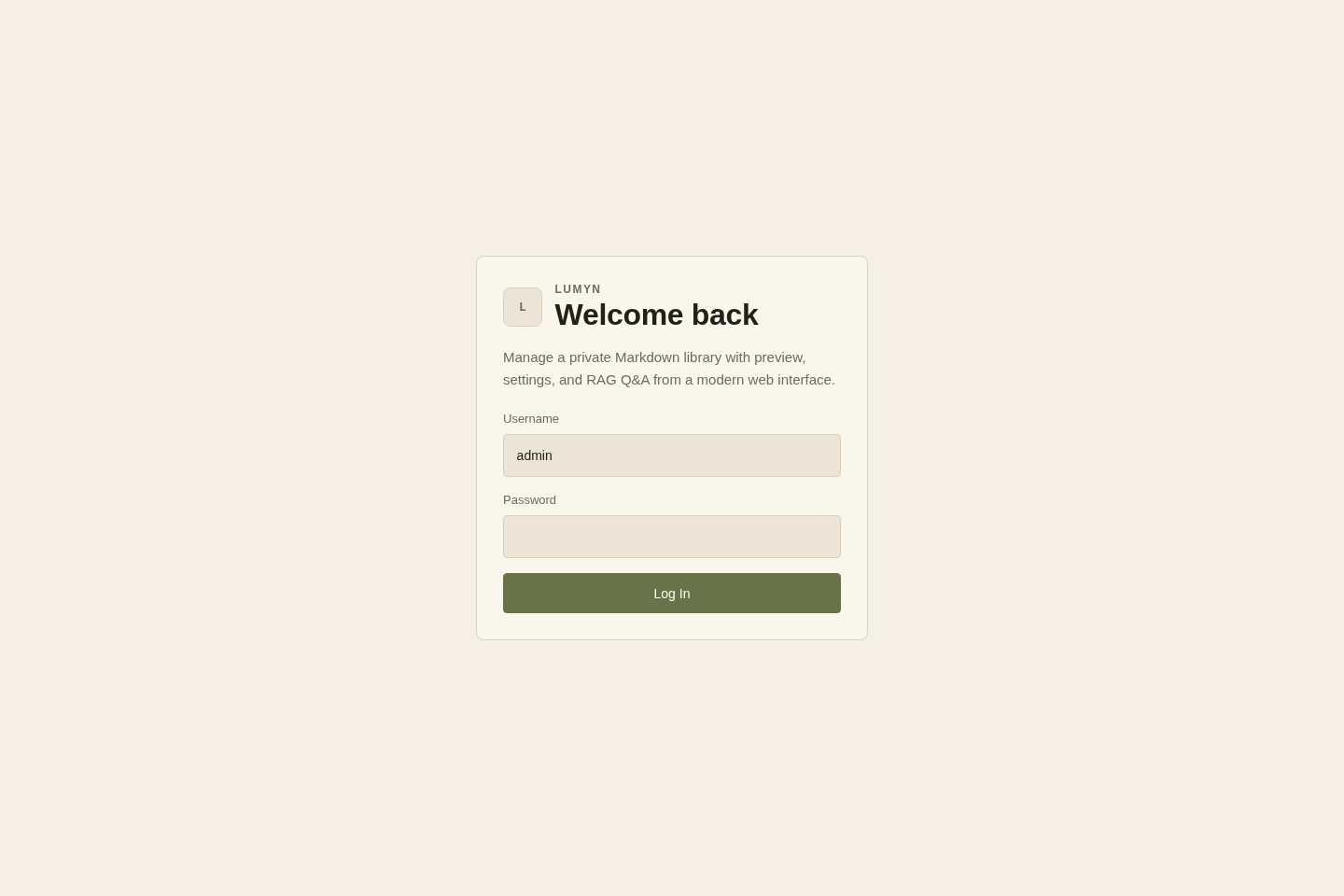 Lumynn login and light theme workspace view